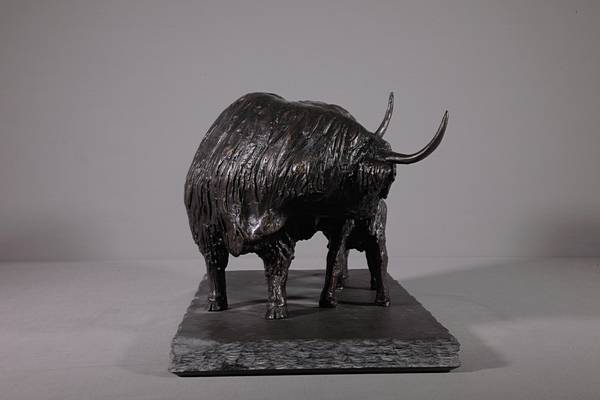 Highland Cow and Calf Sculpture