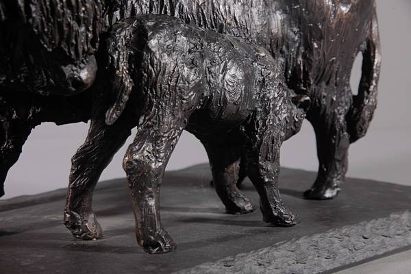 Highland Cow and Calf Sculpture